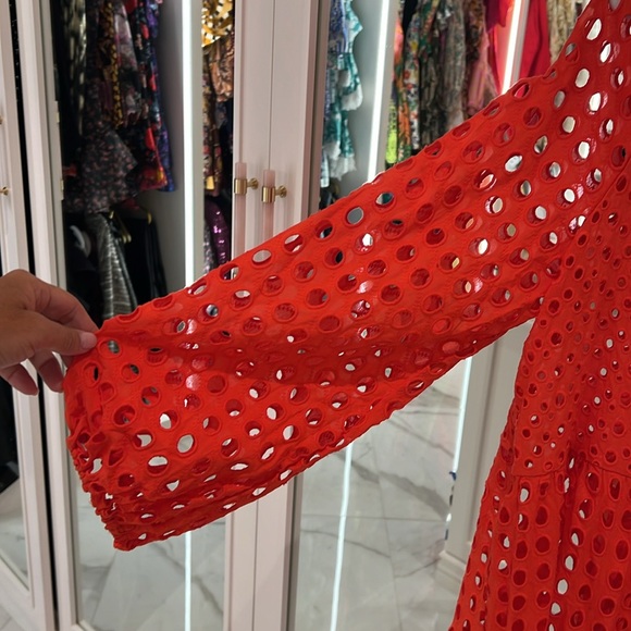 Solid & Striped Evan Mixed eyelet dress coverup beach size L large red orange - Picture 3 of 5